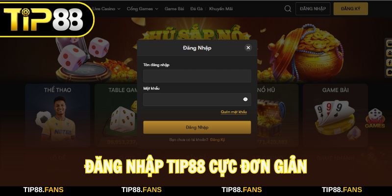 Chỉ với 3 bước để đăng nhập thành công vào trang TIP88